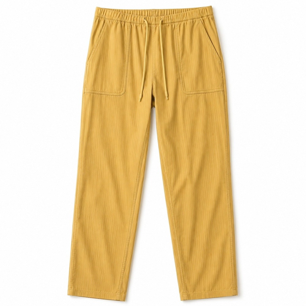 Lululemon Beyond the Studio Slim Pants Womens 8 Gold Striped Drawstring W5DBFS